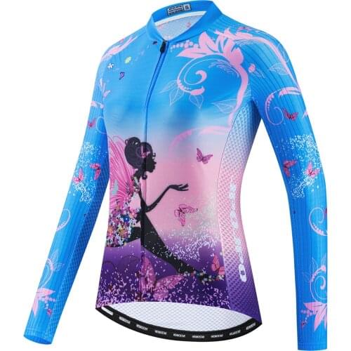 Women Long Sleeve Cycling Jersey Autumn Bicycle Clothing Angel Mountain Bike Clothes Quick Dry S-3XL