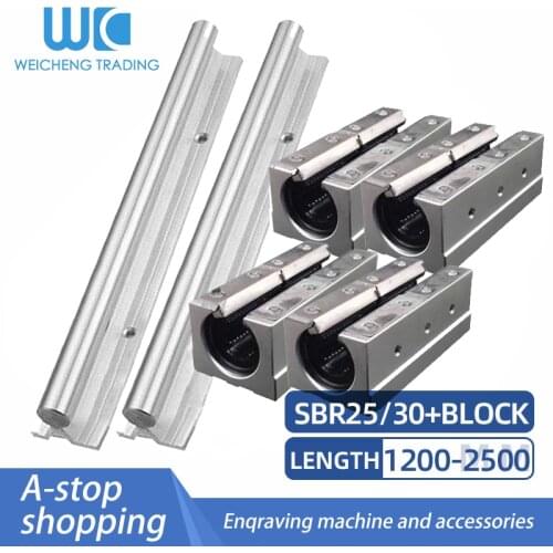 1/2PC Aluminum Bracket Optical Axis Linear Cylindrical Guide Rail SBR25/30 Lengthened Steel Sliding Rail 2500 1200-2550m
