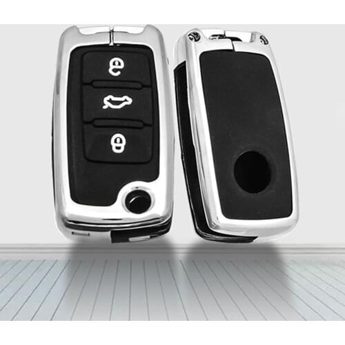 1PCS Wear-resistant New Soft Car Key Case Cover For Volkswagen Passat Golf Jetta Bola Polo Sagitar Tiguan Alloy Cowhide