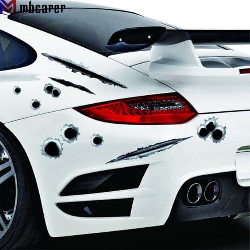 1Pcs Car Sticker 3D Bullet Hole Funny Decal Car-covers Motorcycle Scratch Realistic Bullet Hole Waterproof Stickers