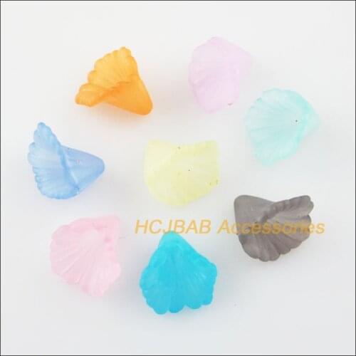 100 New Glory Acrylic Charms Horn Flower Spacer Beads End Caps Mixed 10x13mm