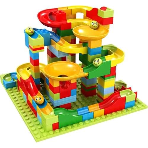 168 Pcs Marble Race Run Big Block Compatible City Building Blocks Funnel Slide Blocks DIY Big Bricks Toys