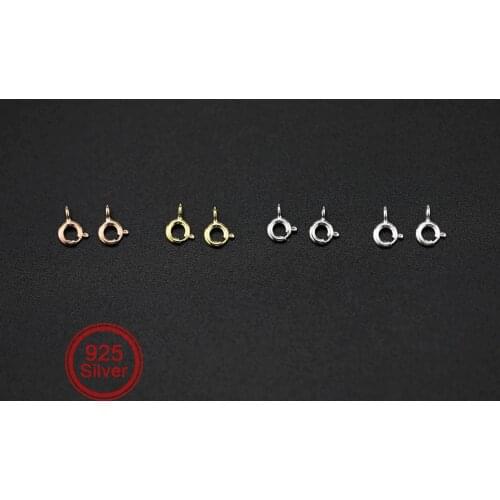5Pcs 5MM Rose Gold Solid 925 Sterling Silver Spring Ring Clasp DIY Jewelry Findings 1522008