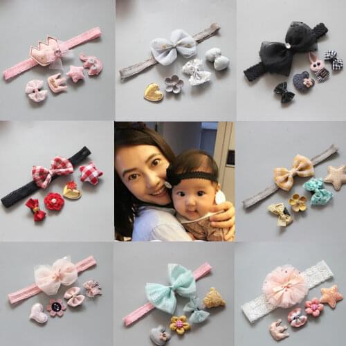 5PCS/Set Bow Pattern Box Set Children Girl Hair Clip hair band Cartoon Animals Hairpin Girls Cute Baby Hairpins Accessories