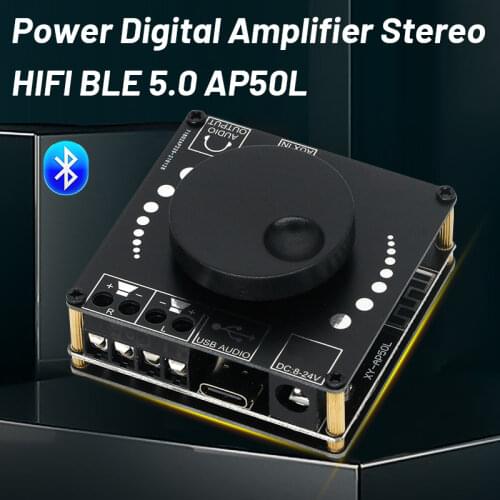 XY-AP50L Mini Bluetooth 5.0 50w+50w Wireless Audio Power Digital Amplifier Board Stereo Amp 3.5MM AUX USB APP