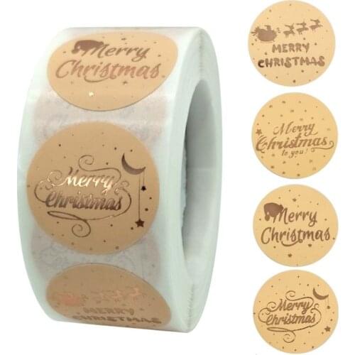 500pcs Round Merry Christmas Stickers Thank You Card Box Package Label Sealing Stickers Wedding Decoration Stationery Sticker