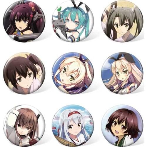 9pcs/set ) Anime Kantai Collection Plastic Badge Boy Girl Costume Brooch for Backpack Decoration or Bag Accessories Gift