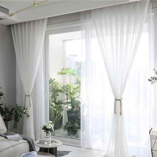 White Sheer Window Curtain Panel Voile Chiffon Polyester for Bedroom Living Room Home Kitchen Hotel