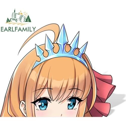 EARLFAMILY 13cm x 10.6cm Creative Princess Car Sticker Pecorine Cartoon Graffiti Peeking Motorcycle Car Window Decal Car Styling