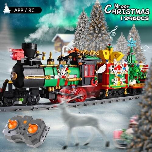 Mould King Creative Toys Remote Control Train The Christmas Train Model Building Blocks Bricks Kids DIY Toys Christmas Gifts
