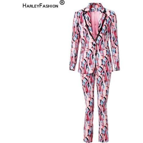 Женские осенние брючные костюмы HARLEYFASHION China At AliExpress