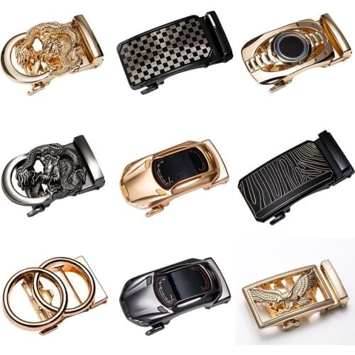 Hi-Tie Replacement Belt Buckles for Men Fashion Blue Gold Business Belt Buckle 3.5cm Cowboy Automatic Buckles with Designer