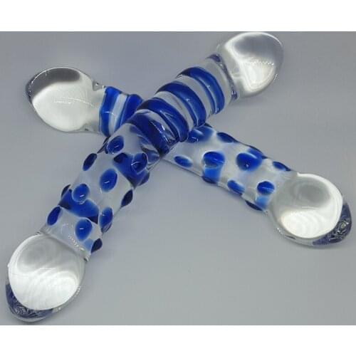 Nice Double Dildo Glass dildos penis Particles spiralling Vaginal stimulation anus sex toys for woman masturbation Ice hot rod