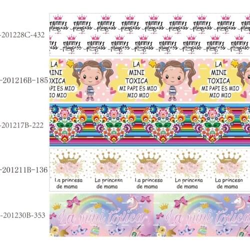 50 yards/lot) New Mexico style 38mm unicorn and baby girl printed grosgrain ribbon