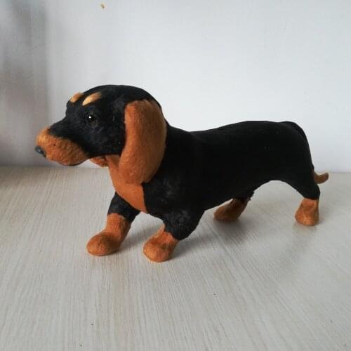 Creative real life dachshund dog model plastic&furs black dog doll gift about 33x13cm xf2678