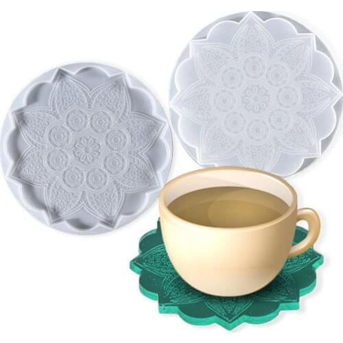 Round Resin Coaster Mold Flower Shpae Table Cup Cushion Mold DIY Silicone Coaster Molds Crafts Casting Silica Gel Coaster Molds