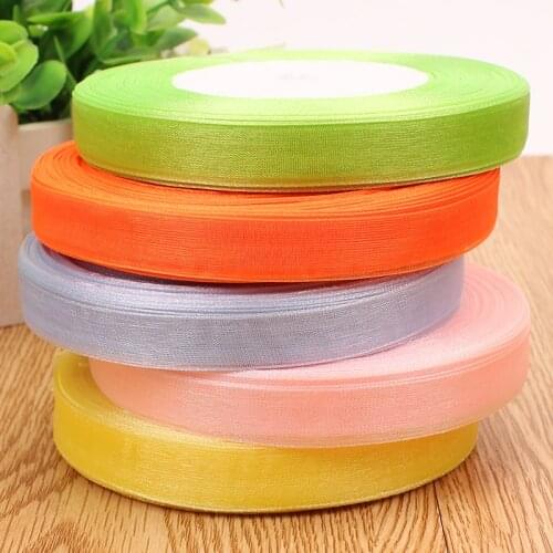 15mm High Density Organza Stain Ribbon DIY Hairbow Crafts Gift Bouquet Wedding Wrapping Supplies Sewing Accessories 45Meter/Roll