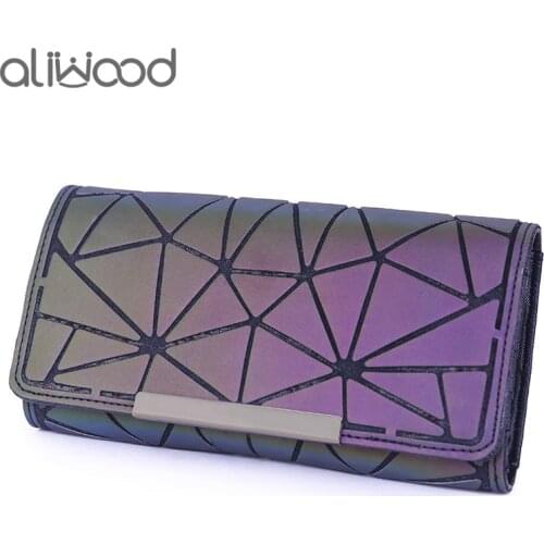 Aliwood 2021 Hot Brand Women Wallet Clutch Luminous Long Purse Ladies Cards bag Fashion Geometric Female Noctilucent Phone bags