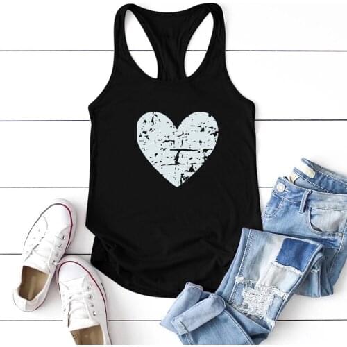 Women Summer Round Neck Tank Tops Women Summer Loose Graphic Sleeveless Ropa De Mujer Harajuku Heart Printing Tanks Tops