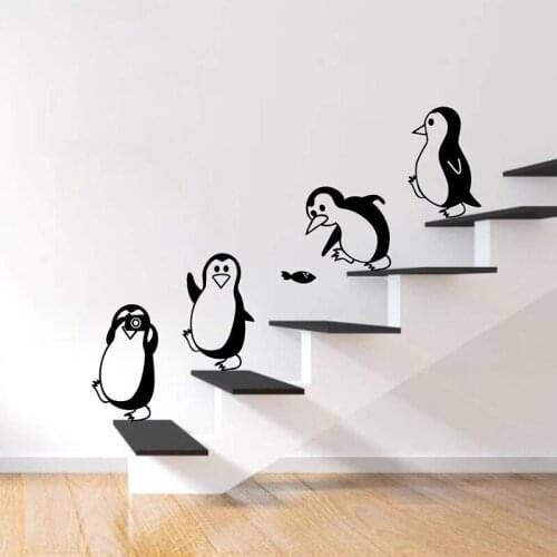 Cute Penguin Wall Sticker Kids Baby Childrens Bedroom Vinyl Poster Nursery Interior Wall Mural Modern Design Stickers DIY ZW244