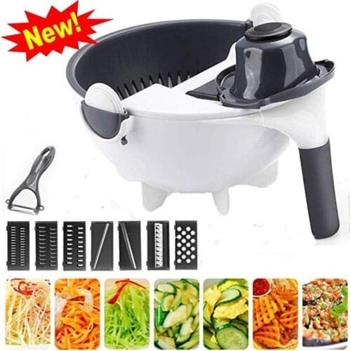 Multifunctional Magic Rotate Vegetable Cutter With Drain Basket Potato Slicer Radish Grater Kitchen Fruit Shredder Grater Slicer
