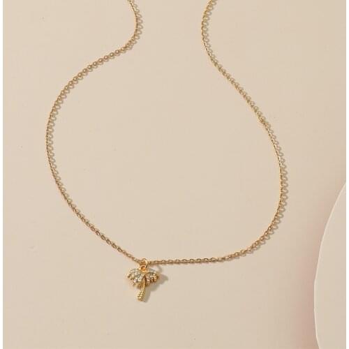 Fashionable High Quality Jewelry Necklace Small Fresh Sweet Band With Drill Collarbone Chain Hawaii Plant Friendship Necklace