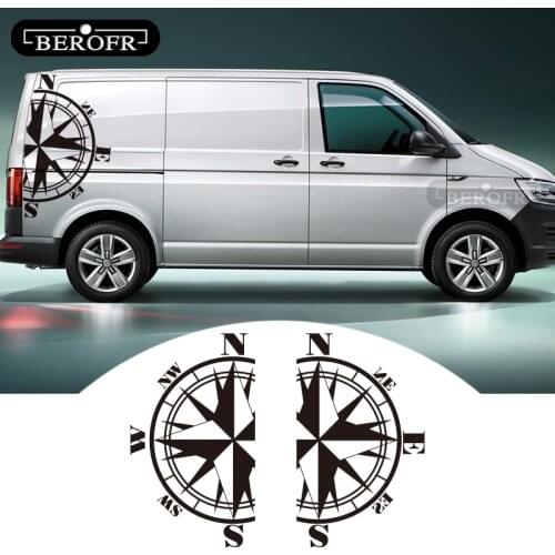 2PCS Car Stickers For VW Bus T4 T5 T6 Compass Left Right Side Auto Body Vinyl Decals Modified Design Patterned Accessories