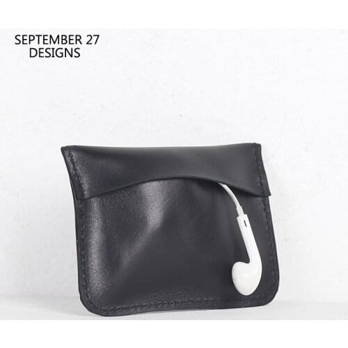 New Fashion Simple Coin Purses Genuine Leather Luxury Handmade Headphone Storage Bag Casual Mini Coin Pouch Organizer Pack