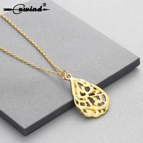 Cxwind New Arabic Allah Choker Vintage Hollow Tear Drop Necklaces Pendant for Women Femme Muslim Symbol Necklace Jewelry collar