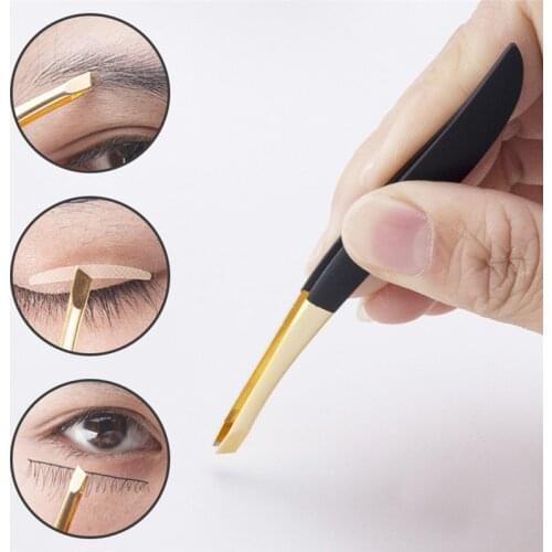 Eyebrow Tweezer Golden Head Slanted Stainless Steel Tweezer Trimmer Eyelash Clip Hair Removal Makeup Tool
