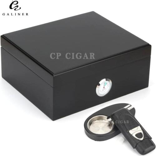 GALINER Cigar Humidor Gift Set Hygrometer Humidifier Spain Cedar Wood Humidor Box With Cigar Case Ashtray Cutter