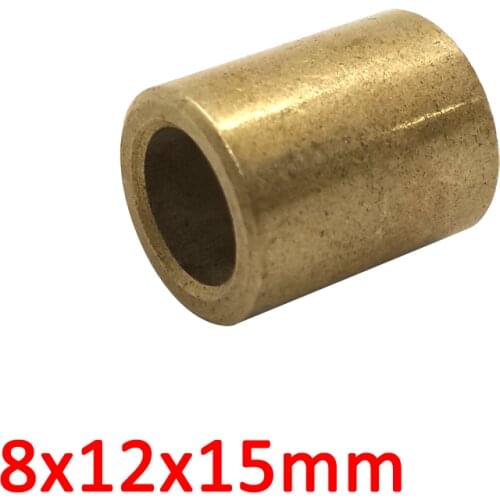 8x12x15mm 2pcs/lot 8mm shaft plain bronze bearing bush copper alloy linear electrical motor 3D printer toy brass oil bushing