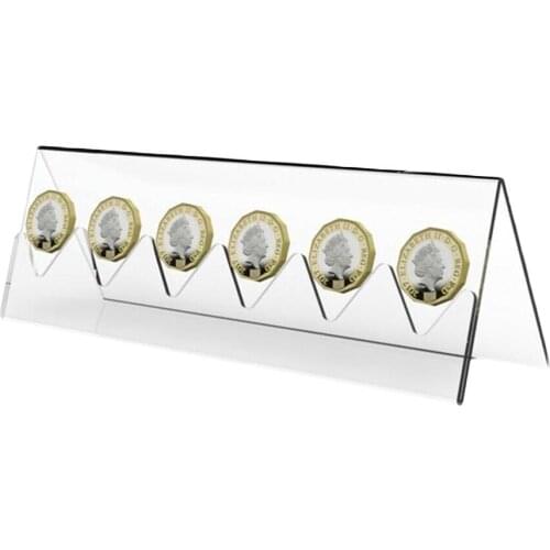 6-Slot Clear Acrylic Commemorative Coin Display Rack Holder Stand for Collector