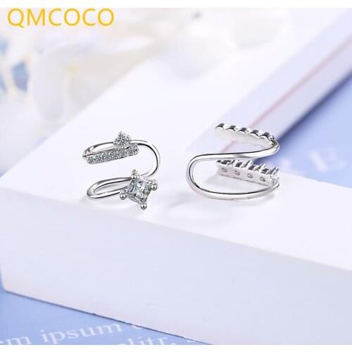 QMCOCO 925 Silver Summer Simple Personality Ear Bone Clip Without Ear Hole Earrings Korean Style Luxury For Women Girl Jewelry