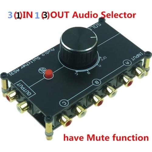 RCA stereo INPUT audio source signal Switch Switcher Splitter distributor selector box 3 Ways IN 1 OUT