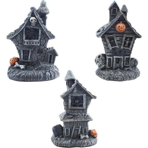 Hand Painted Waterproof Halloween Small Haunted House Statue Decor Table Lamp Ornaments Party