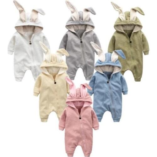 Rabbit Baby Romper Hooded Warm Cotton Overall Baby Clothing Bunny Rompers Newborns Body Suit Kids Clothes Boy Girl Jumpsuit