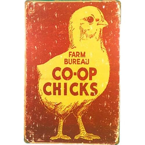 Farm Bureau Co-op Chicks Chicken Sign Vintage Home Kitchen Decoration