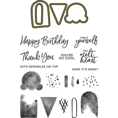 Ice Cream Birthday Cutting Dies Silicone Clear Seal Stamp for Scrapbooking DIY Album Craft Template Stencil Dies