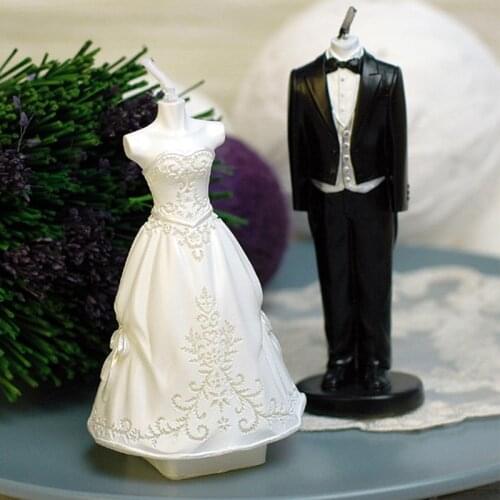 Luyou 4pcs/set 3D Bride and Groom Wedding Dress Candle Soap silicone mold chocolate mould,3D Cake decoration tools FM1121