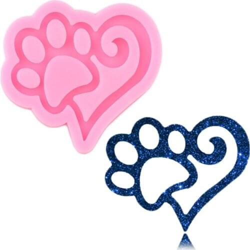 Super Glossy Bear Paw Love Silicone Mold Epoxy Resin Craft Keychain Molds Handmade Eardrop Epoxy Jewelry Making Necklace Mould