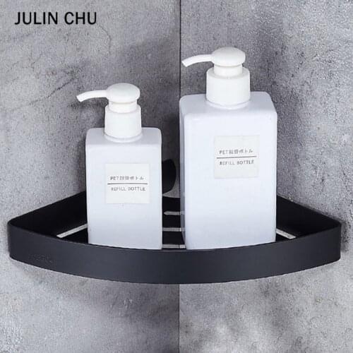 Triangle Bathroom Shelf 304 Stainless Steel Black Toilet Kitchen Washroom Bath Shower Shampoo Storage Corner Shleves Rack