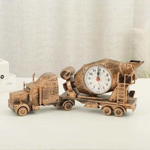 Vintage Mixer truck Simulation Alarm Clock Desktop Decoration Creative Alarm Clock Watch Home Desk Decoration Table Gif