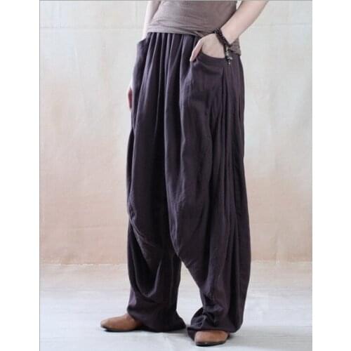 YLO STOCK2020 Elastic waist elegant linen wide leg pants casual pants female autumn literary original design Pants 15868