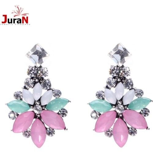JURAN Hot Sale 2019 New Pendant Z Design Crystal Earrings Romantic Women Statement Earring Girl Party Stud Earring W3104
