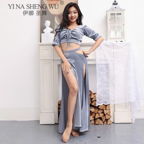 Elegant Half Sleeve Dress for Women Belly Indian Dance Cut Out Suit Girls Lady Belly Sexy Dancewear Competition Practice Costume