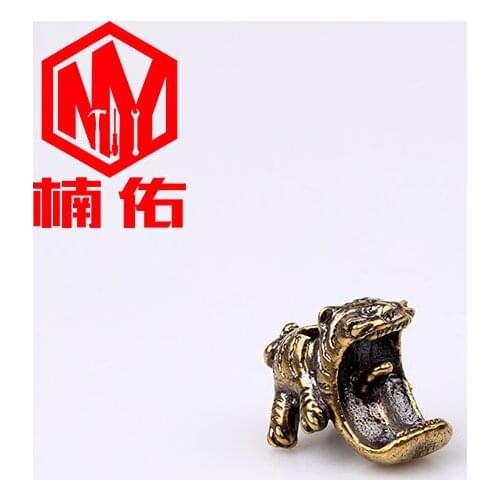 1PC Outdoor Tools EDC Brass Big Mouth Tiger Paracord Knife Beads Keychain Pendant Accessories