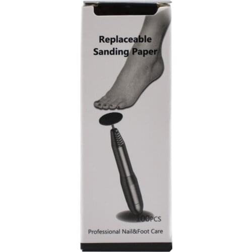 100pcs Box Pack Sanding Paper for Electric Nail Drill Machine 3/32" with Metal Disk Foot Callus Care Tool Remove Dead Skin