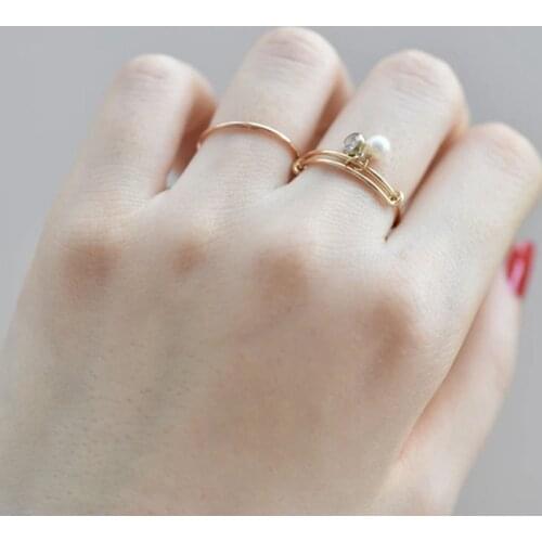 14K Gold Filled Pearl Rings Boho Zircon Jewelry Anillos Mujer Bague Femme Minimalism Anelli Donna Aneis Rings For Women