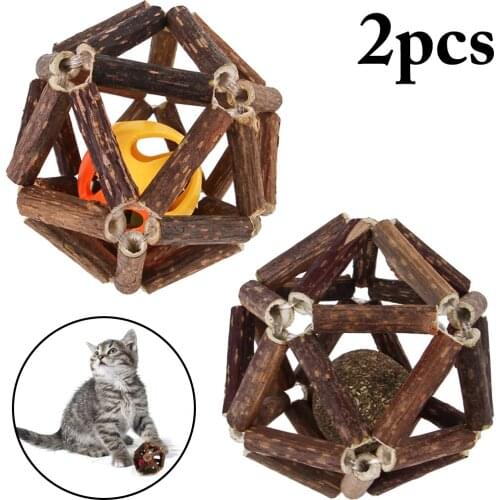 2pcs Cat Toy Natural Catnip Pet Cat Molar Toothpaste Bell Ball Cat Funny interactive Silvervine Cats Pet Cleaning Teeth Cat Toys